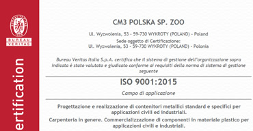 CM3 Certificazione ISO 9001