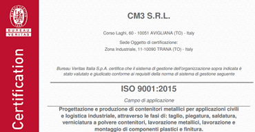 CM3 Certificazione ISO 9001